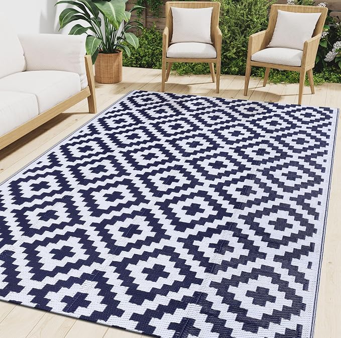 Smiry Waterproof Outdoor Rug 5x8 ft, Reversible Plastic Straw Patio Camping Rugs by Smiry