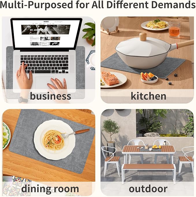 Maxpearl Faux Leather Placemats Set of 4, Light Grey | Waterproof - Image 6