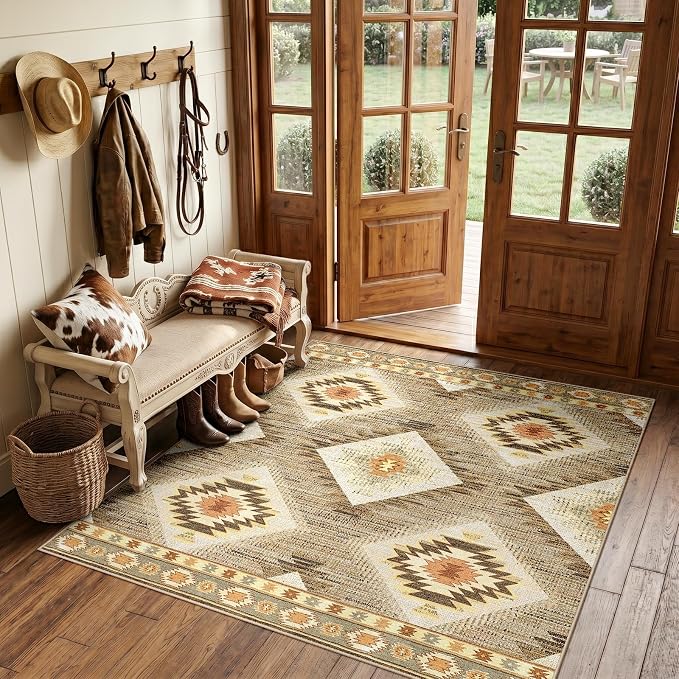 BESTSWEETIE Area Rug 4x4 Rug Machine Washable Non-Slip Low Pile Print Pattern by BESTSWEETIE