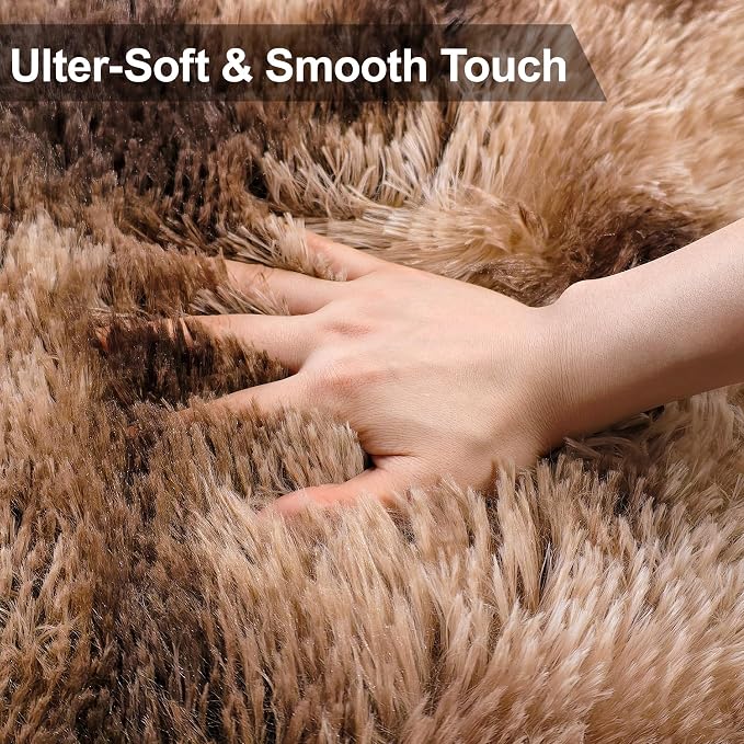 2x10 Feet Soft Fluffy Brown Long Runner Rug - Image 5