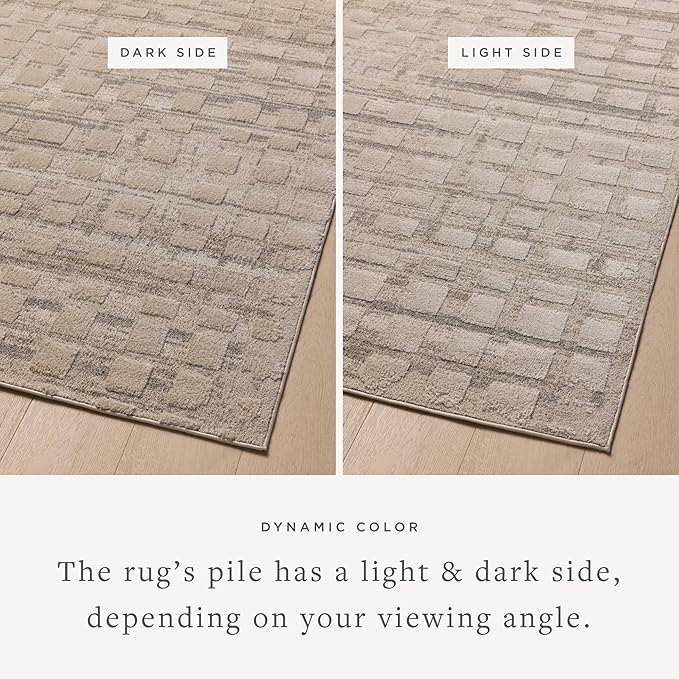 Loloi Amber Lewis Monty Collection MOT-06 Pebble/Beige 6'-7" x 9'-3" Area Rug - Image 4