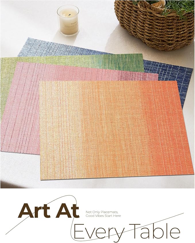 Leetaltree Gradient Burnt Orange Woven Placemats Set of 6 - Image 9