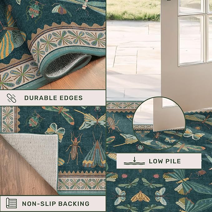 Hazo Haus Washable 2x7 Kitchen Sink Runner Rug, Teal Boho Bathroom Carpet - Image 4
