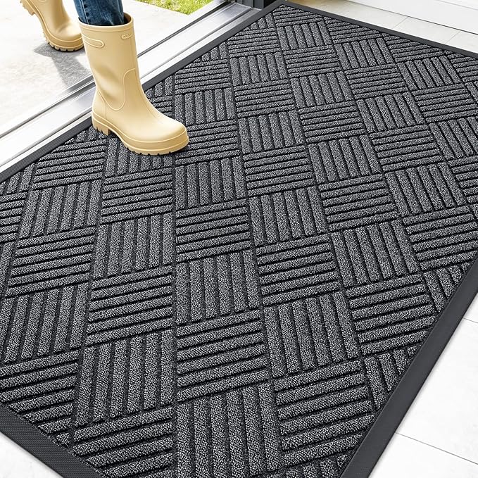 OLANLY Front Door Mat Outside Entrance 47x32, Heavy Duty Sturdy Natural Rubber by OLANLY