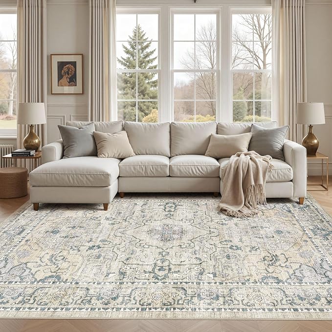 cotiled 8x10 Area Rug Machine Washable Vintage Carpet by COTILED
