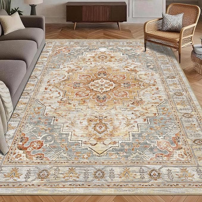 Washable Area Rug 5' x 7' Vintage Traditional Persian Mat by Unknown