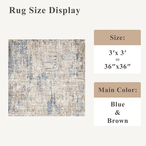 3x3 Square Entryway Rug Washable – Non-Slip Small Area Rug - Image 2