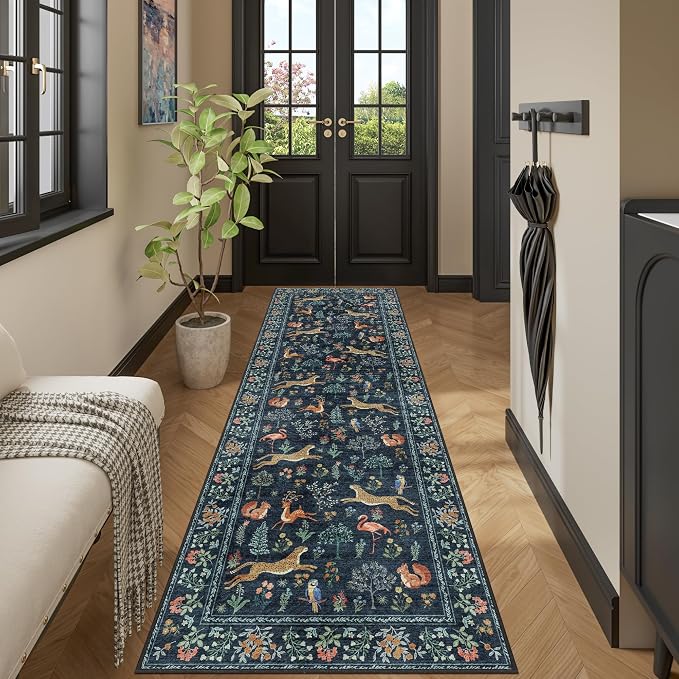 DUKINO 2x12 Washable Runner Rug, Ultra Soft Vintage Animal Runner Rug - Image 7