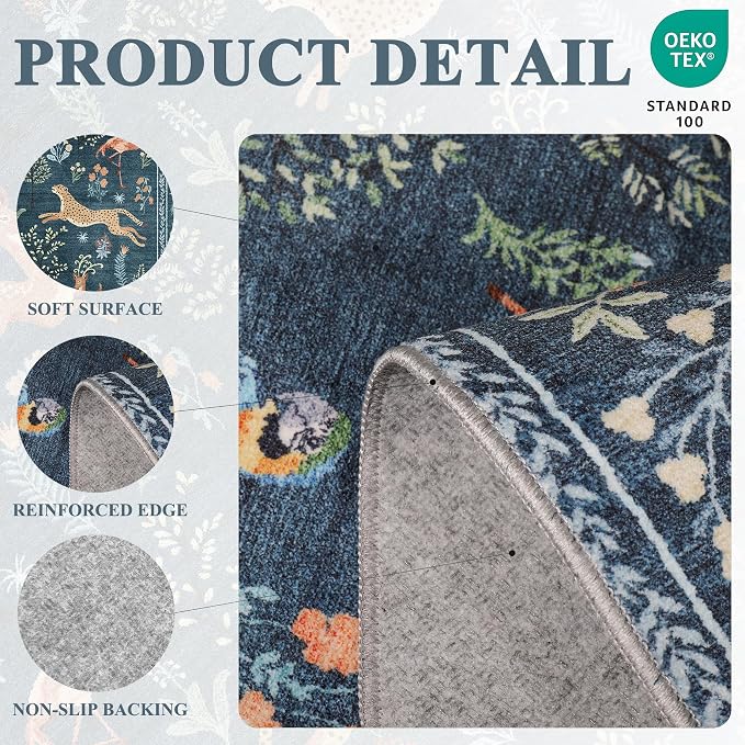 DUKINO 5x7 Rug, Washable Animal Living Room Rug - Image 4