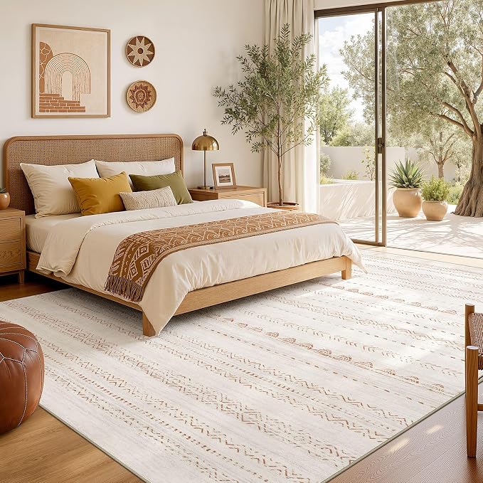 Nakagishi 10x14 Area Rugs Living Room: Washable Boho Large Neutral Modern Soft - Image 6