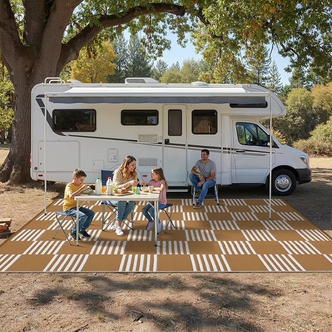 Garvee Waterproof Outdoor Rug 5x8, Checkered Foldable Plastic Straw Patio - Image 6