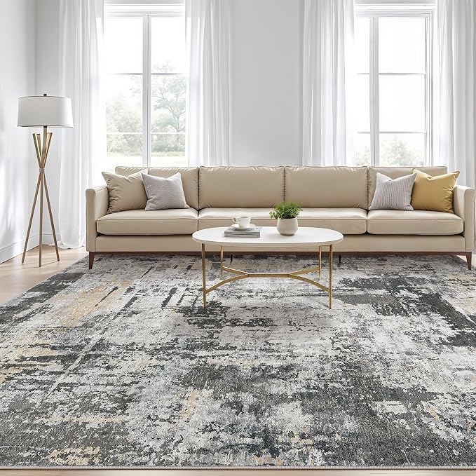7x10 Area Rug Living Room: Washable Large Abstract Modern Soft Rug Stain - Image 5