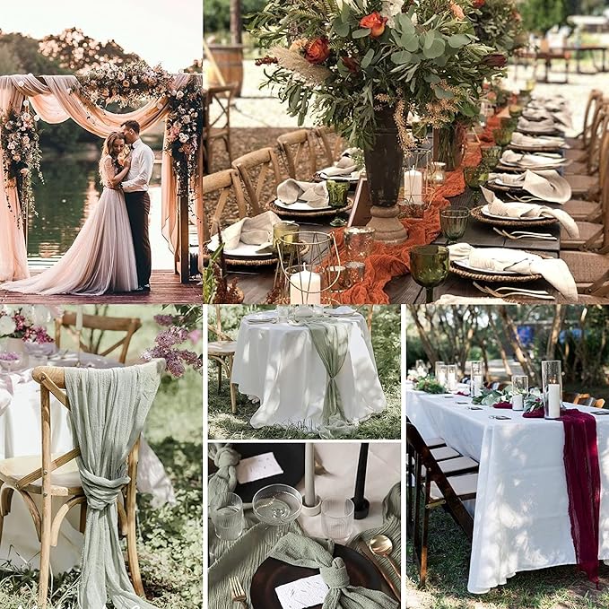 12 Pack Terracotta Cheesecloth Table Runner 10ft Boho Gauze Cheese Cloth Table - Image 6