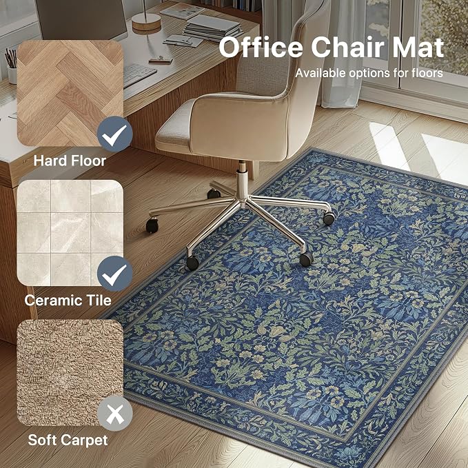 48"x72" Office Chair Mat for Hardwood Tile Floor, Under Desk Carpet Protector - Image 3