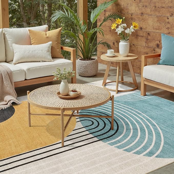 DCX Abstract Machine Washable 10x13 Rug, Mid Century Modern Rug - Image 5