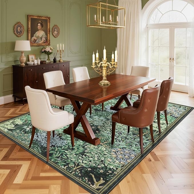 GarveeHome Forest Rugs 6x9, Botanical Low Pile Non Slip Stain Resistance - Image 2