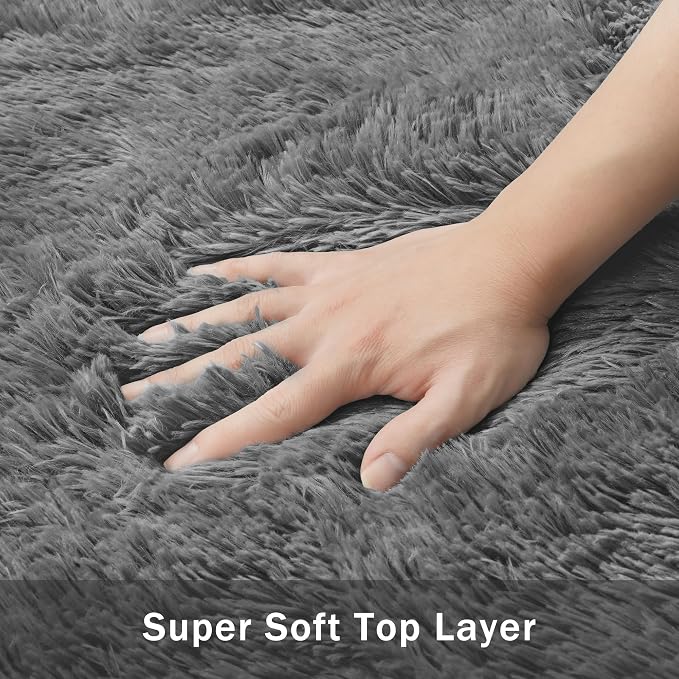 6x9 Area Rug for Living Room:Ultra Soft Fluffy Shag Dark Grey Rugs, Large Fuzzy - Image 8