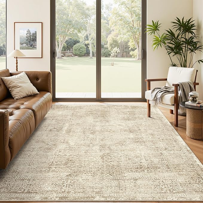 Soalmost 6x9 Area Rug for Living Room Floral Washable Non-Slip Modern Rugs for - Image 9