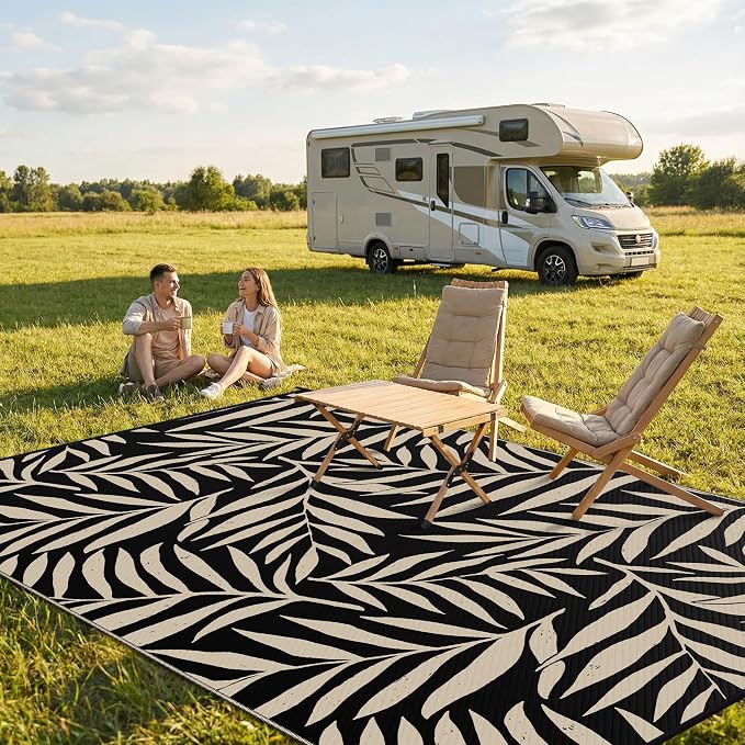 Smiry Outdoor Rug 9x12 ft, Waterproof Reversible Plastic Straw Rugs, Outdoor - Image 2