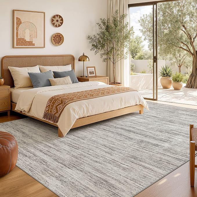 Nakagishi 6X8 Area Rugs Living Room: Washable Large Vintage Rug Neutral - Image 6