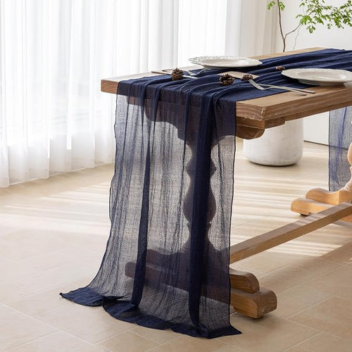 10Pcs Navy Cheesecloth Table Runner 120 Inches - Image 2