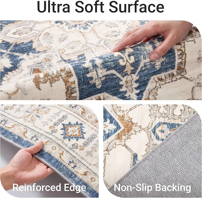 befbee 5x7 Area Rug for Living Rooms, Stain Resistant Neutral Washable Rugs for - Image 3