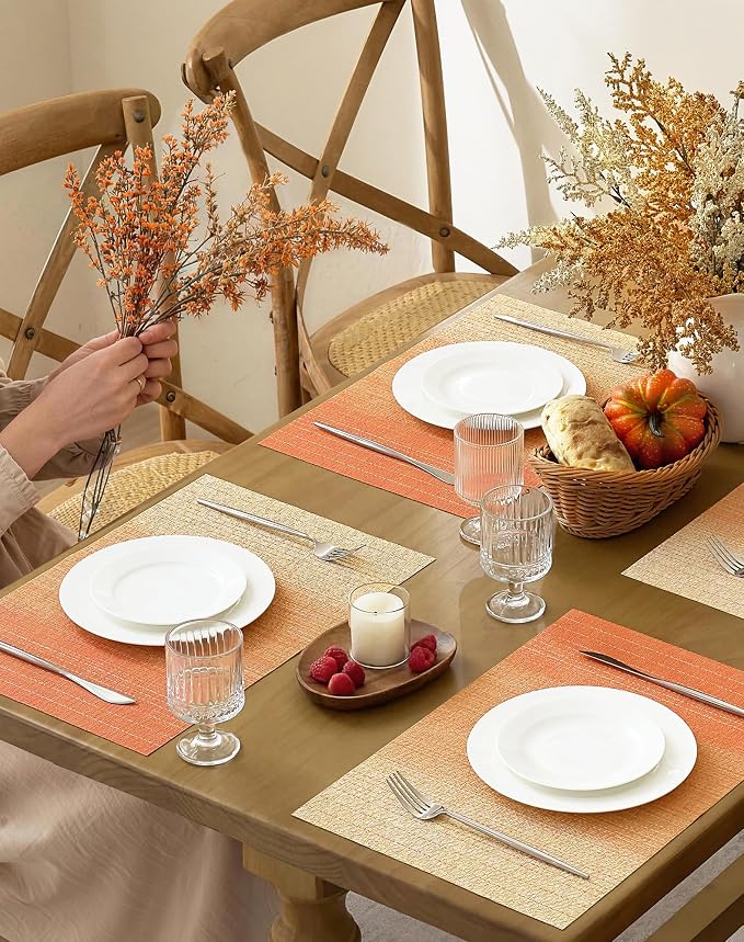 Leetaltree Gradient Burnt Orange Woven Placemats Set of 12 - Image 3