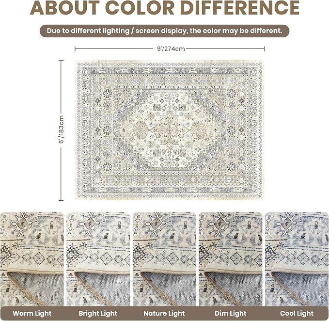 zesthome 6x9 Area Rug, Super Soft Washable Rugs - Image 2