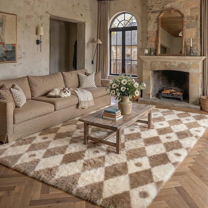 PureCozy Brown 8x10 Area Rug for Living Room Washable Non Slip Neutral Soft - Image 3