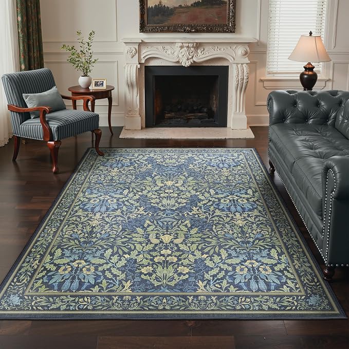 GENIMO Washable 3x5 Area Rug, Soft Vintage Floral Boho Carpet, Low-Pile by GENIMO