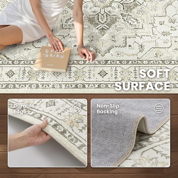 zesthome Area Rug 8x10, Ultra-Thin Washable Rugs - Image 6