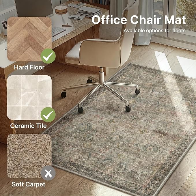 36"x48" Office Chair Mat for Hardwood Tile Floor, Under Desk Carpet Protector - Image 3