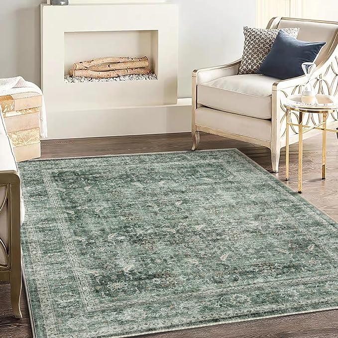 CHAMPLANT Washable Area Rug 4'x6' Vintage Traditional Floor Cover Foldable Thin - Image 2