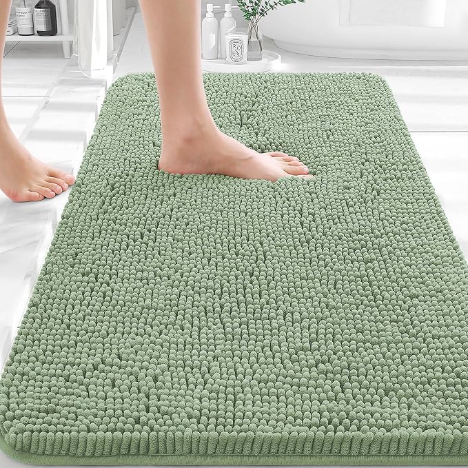 OLANLY Bathroom Rugs 30x20, Extra Soft Absorbent Chenille Bath Rugs, Rubber by OLANLY