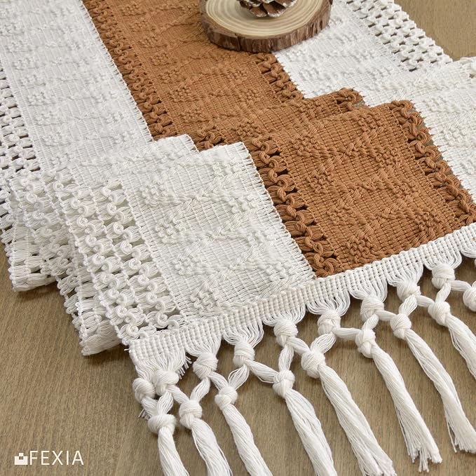 Boho Table Runner for Home Decor 12x72 Fall Runner Reddish Brown | 72 Inches - Image 6