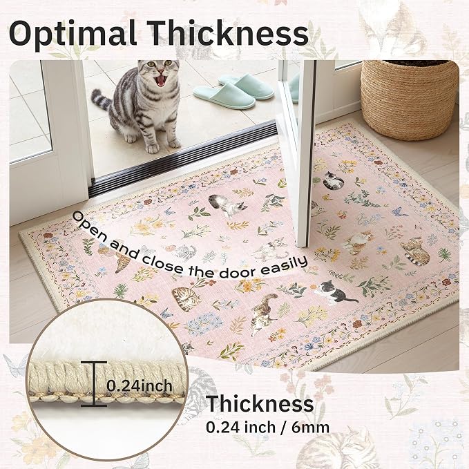 Soalmost Cat 4x6 Area Rugs for Baby Girl Nursery, Machine Washable Animal - Image 9
