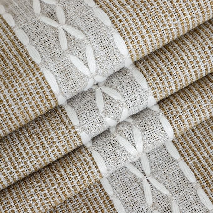 NEWISHER Farmhouse Braided Striped Embroidery Table Runner 108 inches Brown | - Image 6