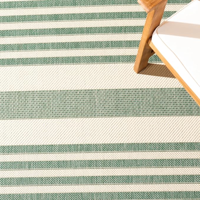 SAFAVIEH Courtyard Collection 9' x 12' Beige/Dark Green CY6062 Stripe - Image 7