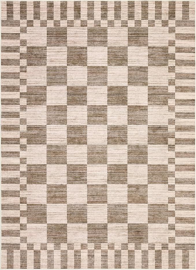 GarveeHome Brown Checkered Rug 4×6 Area Rugs - Image 4