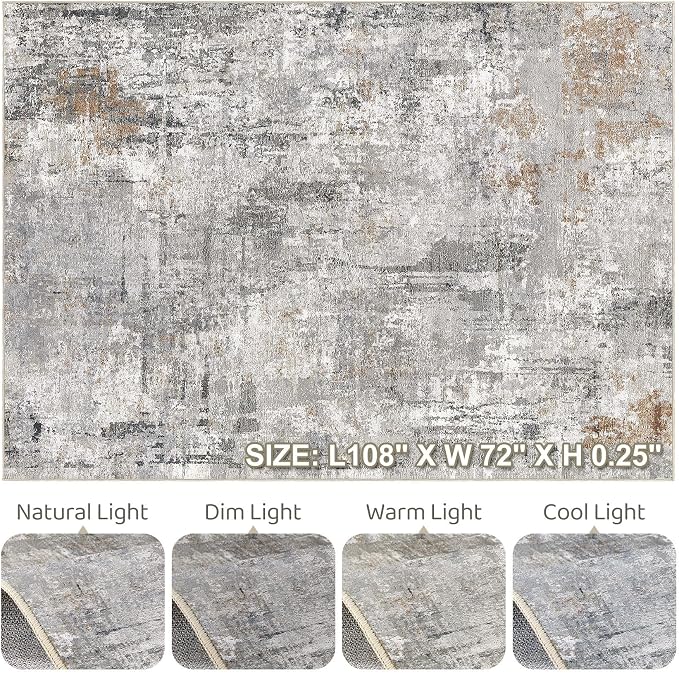 6x9 Area Rugs Washable Rug: Large Abstract Modern Soft Stain Resistant Indoor - Image 9