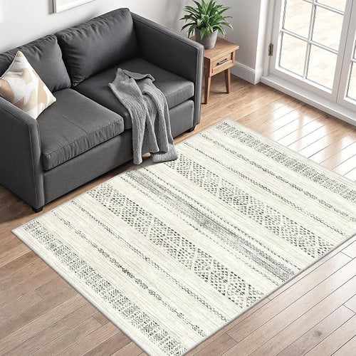3x5 Washable Rug Moroccan Small Entryway Rug Non Slip Indoor Floor Carpet by Miukiki