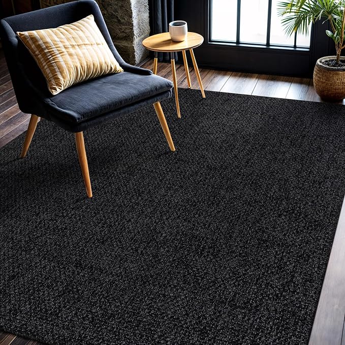 CAMILSON Easy Jute Rug 5x7, Indoor Outdoor Dark Gray Black Farmhouse Area Rugs - Image 5