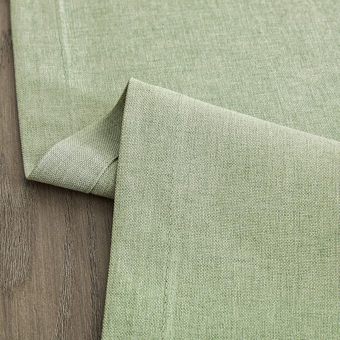 Basic Linen Style Table Runner, 14x48 Inch Sage Green | Mitered Corner Design - Image 6