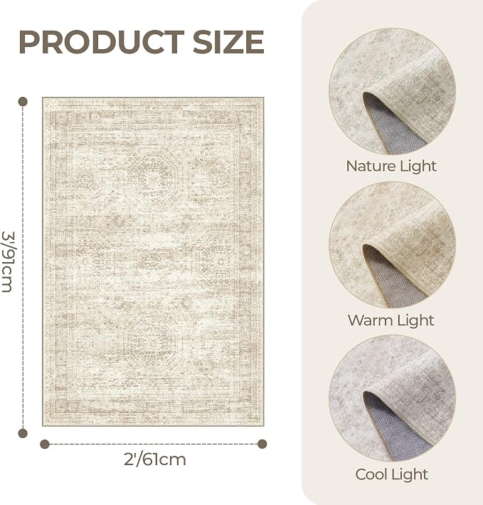 2x3 Washable Rug Runner for Bathroom, Soft Entryway Rug for Laundry Room - Image 2