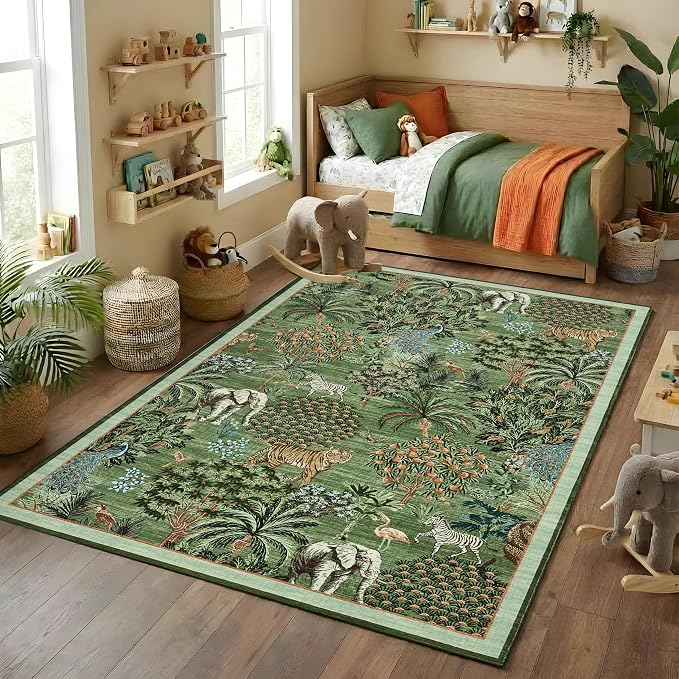 GarveeHome Jungle Animal Print Rug 4x6 Washable Area Rugs by GarveeHome
