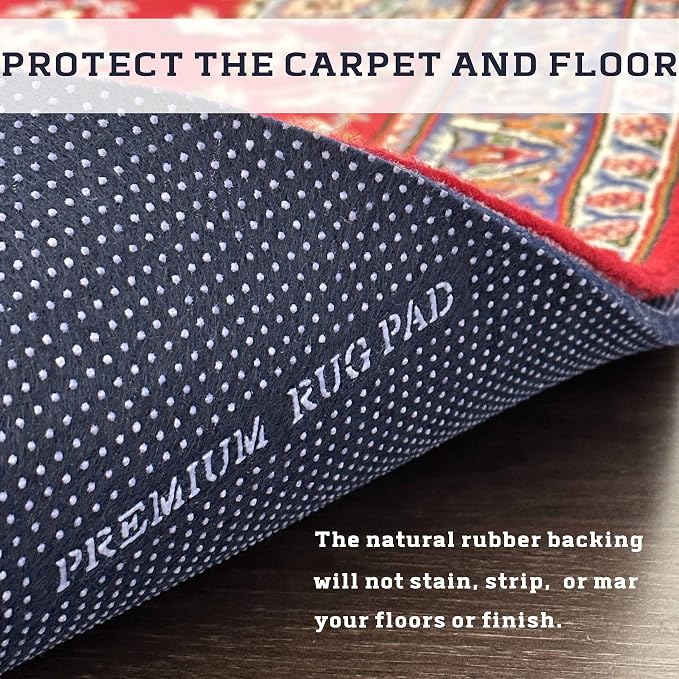 DELLUNA Non-Slip Area Rug Pad 3/8" Thick 2'x8' Double Side Rubber + Felt - Image 7