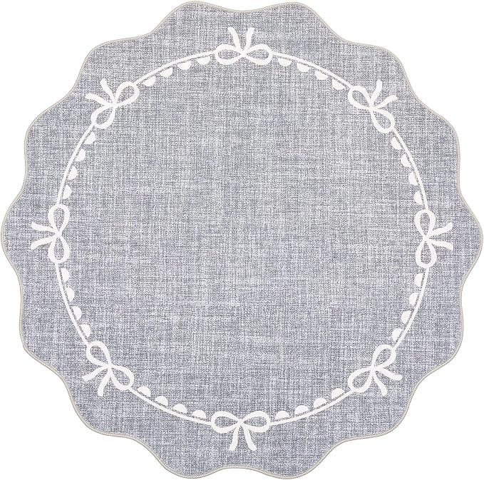 GarveeHome Scalloped Bow Rug for Living Room, 5ft Round Rugs Washable Solid - Image 4