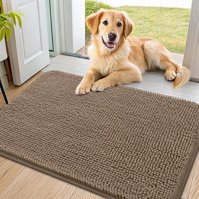 Smiry Dog Door Mat for Muddy Paws 36x24, Absorbent Dirt Trapper, Non-Slip by Smiry