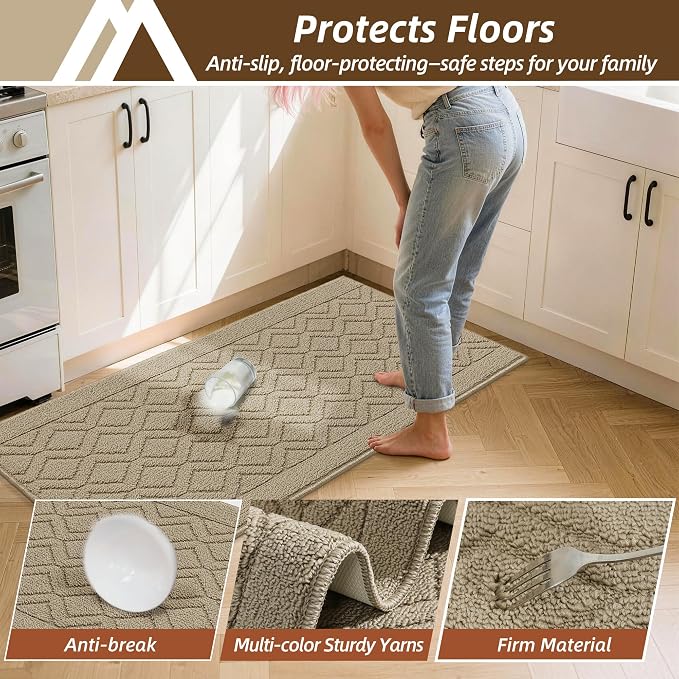COSY HOMEER 60x24Inch/35X24Inch Kitchen Rugs Sets Non-Slip Washable Kitchen Mats - Image 5