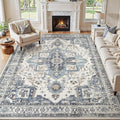 9x12 Washable Area Rugs for Living Room, Large Rug Non Slip Backing Vintage by JessibouAreaRug